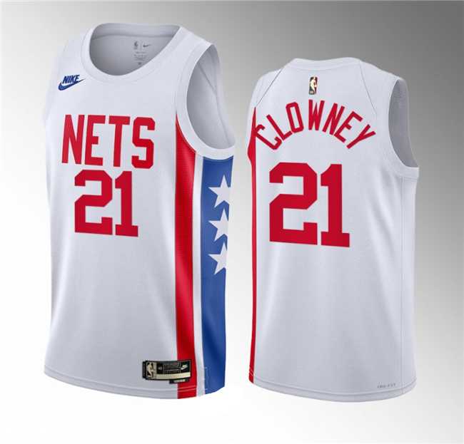 Mens Brooklyn Nets #21 Noah Clowney White 2023 Draft Classic Edition Stitched Basketball Jersey->brooklyn nets->NBA Jersey